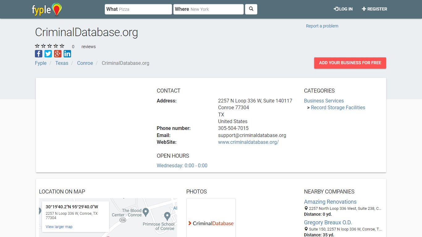 CriminalDatabase.org in Conroe, TX - fyple.com
